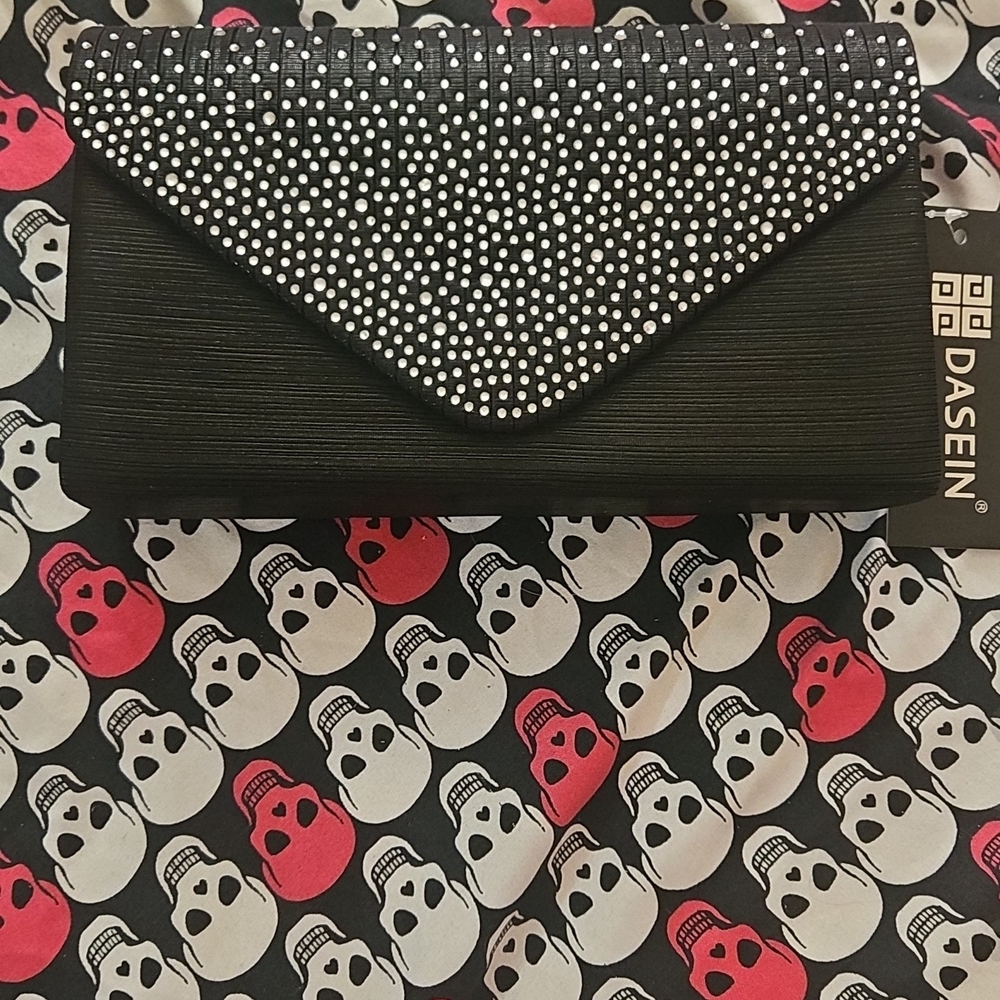 Elegant Black and Silver Studded Clutch